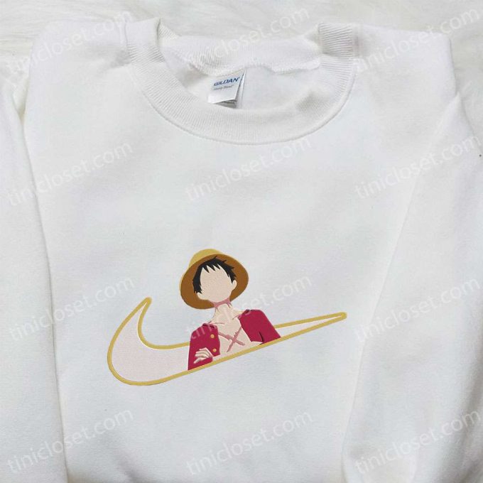 Monkey D Luffy Anime x Swoosh Embroidered Sweatshirt – Cool Nike Inspired Anime Clothing