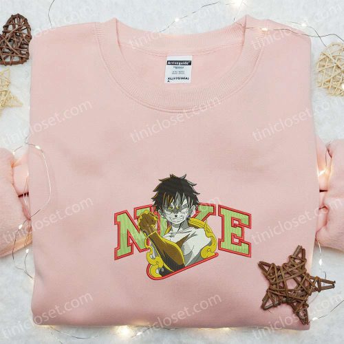 Monkey D Luffy Gear 2 x Nike Embroidered Anime Tshirt – One Piece Shirt Nike Inspired