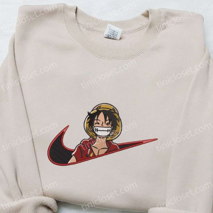 Monkey D Luffy Laughing x Swoosh Embroidered Sweatshirt – Cool Anime Clothing