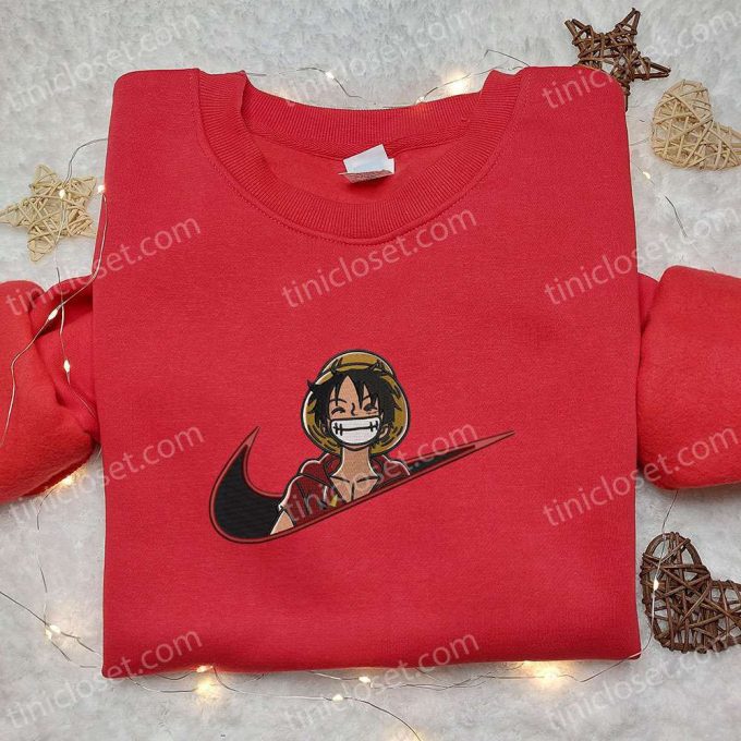 Monkey D Luffy Laughing x Swoosh Embroidered Sweatshirt – Cool Anime Clothing