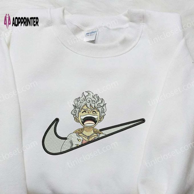 Monkey D Luffy x Nike Swoosh Shirt – One Piece Embroidered Anime Tee