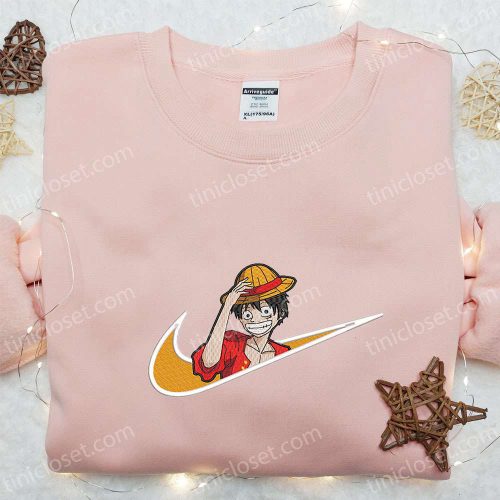 Monkey D Luffy x Nike Anime Embroidered Sweatshirt: One Piece Straw Hat Shirt Nike Inspired