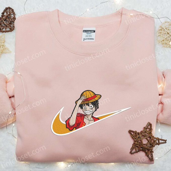 Monkey D Luffy x Nike Anime Embroidered Sweatshirt: One Piece Straw Hat Shirt Nike Inspired