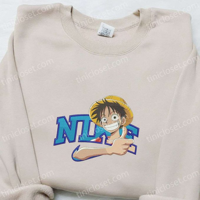 Monkey D Luffy x Nike Anime Sweatshirt & T-shirt: Best Family Gift Ideas with One Piece Embroidery