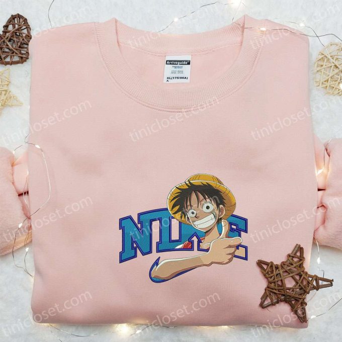 Monkey D Luffy x Nike Anime Sweatshirt & T-shirt: Best Family Gift Ideas with One Piece Embroidery