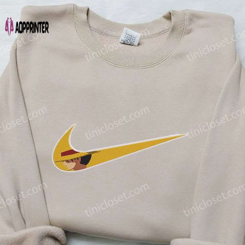 Monkey D Luffy x Nike Swoosh Anime Embroidered Hoodie & Shirts – One Piece & Nike Inspired Attire