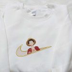 Monkey D Luffy x Nike Swoosh Anime Embroidered Tshirt – One Piece & Nike Inspired Shirt