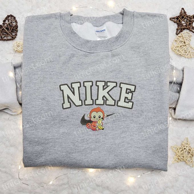 Nike-Inspired Monkey Animal Embroidered Tshirt: Perfect Family Gift