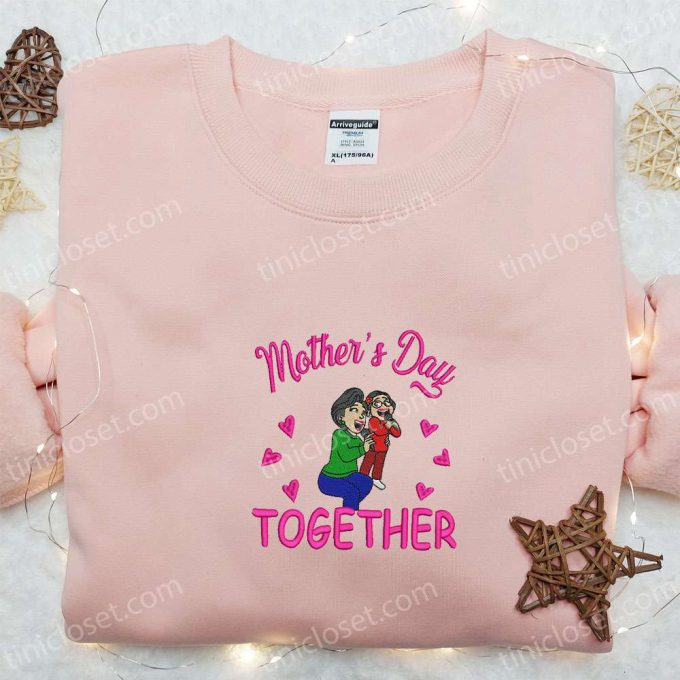 Disney Characters Embroidered Hoodie and Red Embroidered Shirt: Perfect Mother’s Day Gift Idea