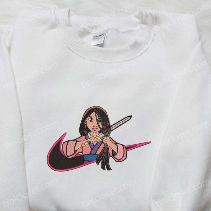 Mulan x Nike Anime Embroidered Shirt Disney Characters & Nike Inspired Design