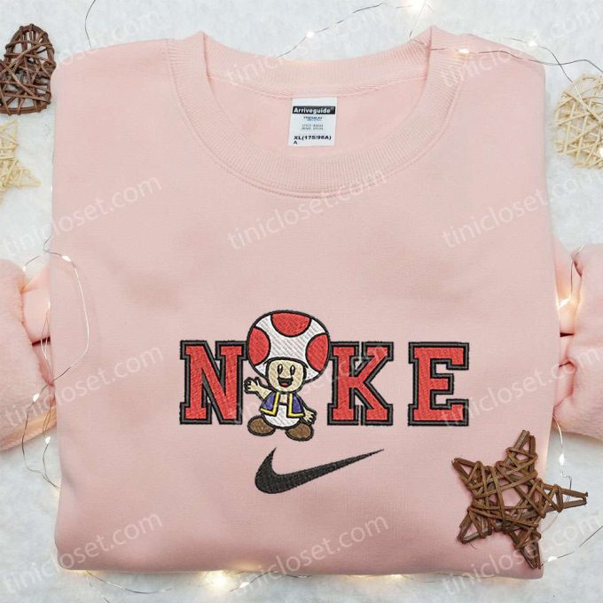 Mushroom x Nike Cartoon Embroidered Shirt: Best Nike Inspired T-shirt for Family Gifting