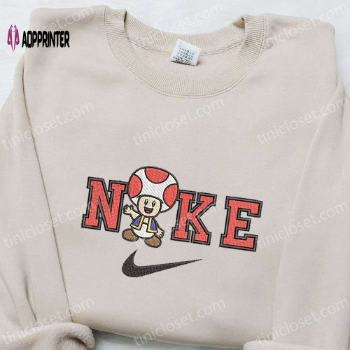 Mushroom x Nike Cartoon Embroidered Shirt: Best Nike Inspired T-shirt for Family Gifting