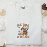 My Dog is My Boo Shirt: Kawaii Ghost Puppy Happy Halloween Embroidered – Best Family Halloween Gift