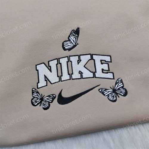 Custom Nike Embroidered Shirt Hoodie & Sweatshirt: Vintage Butterfly Design