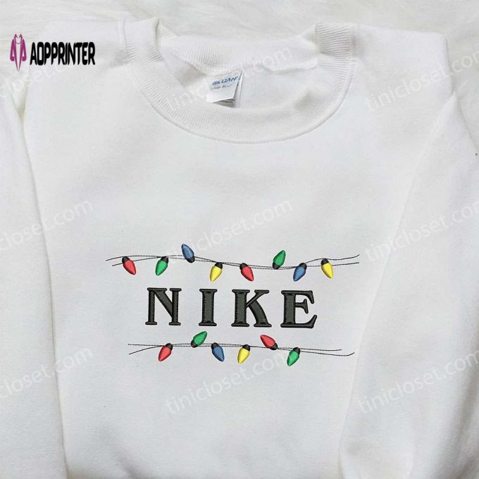 Custom Nike Christmas Lamp Embroidered Shirt – Perfect Christmas Gifts for Family