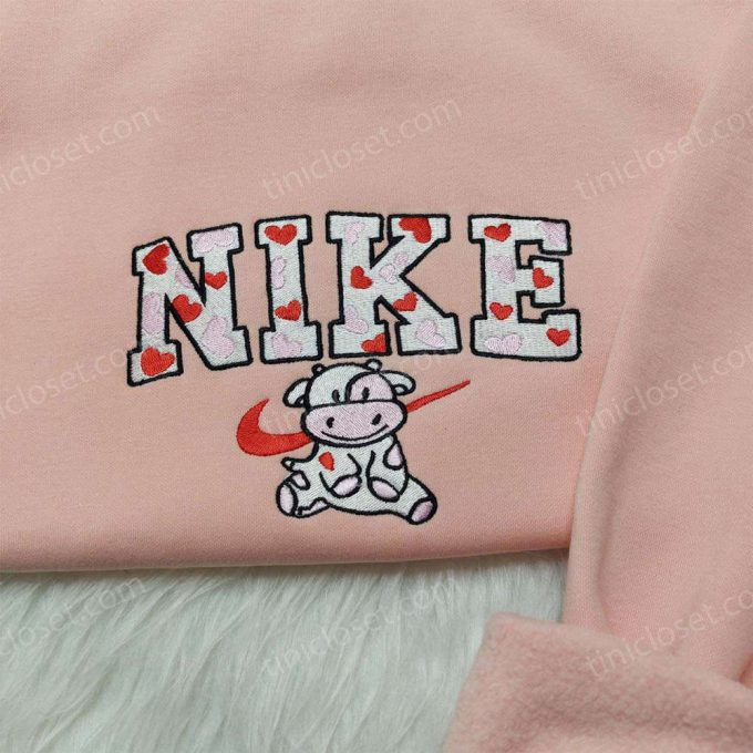 Nike Cow Heart Love Embroidered Sweatshirt: Animal Hoodie Best Valentine’s Day Gift