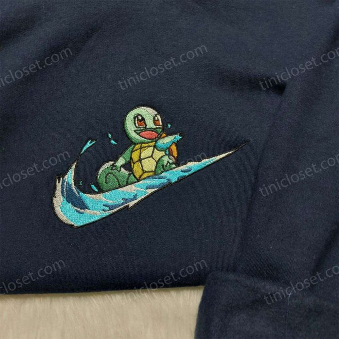 Nike Squirtle Pokemon Embroidered Sweatshirt: Stylish Shirt & Hoodie for Pokemon Fans