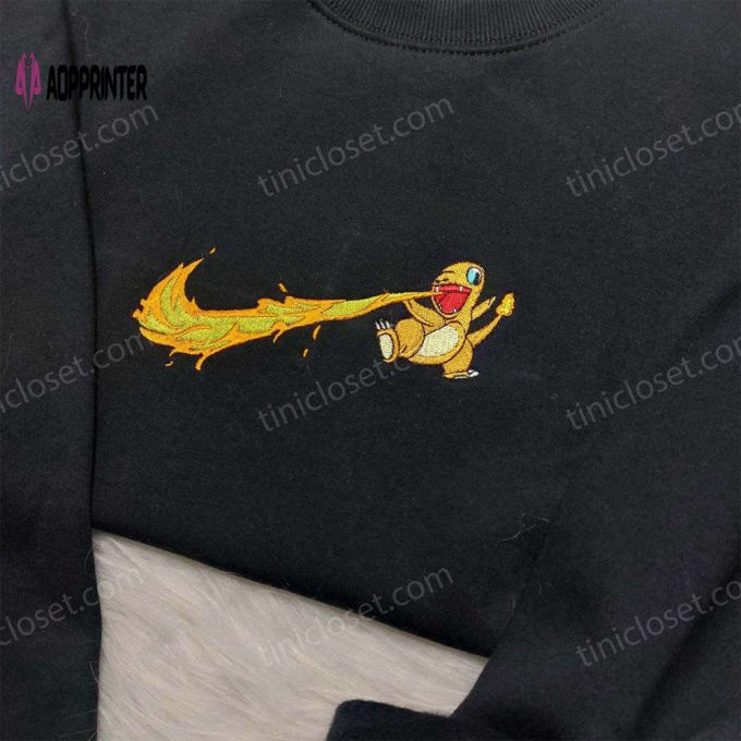 Custom Nike Swoosh Embroidered Sweatshirt Pokemon Charmander Shirt & Hoodie