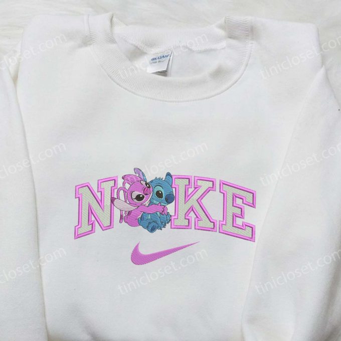 Nike x Angel Hugs Stitch Embroidered Shirt – Lilo and Stitch Disney Inspired Nike-Branded Design