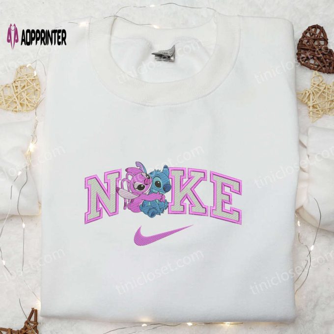 Nike x Angel Hugs Stitch Embroidered Shirt – Lilo and Stitch Disney Inspired Nike-Branded Design