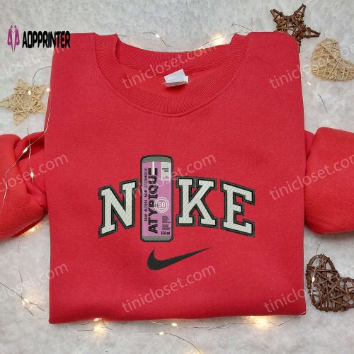 Adorable Baby Bear Mocha x Nike Swoosh Embroidered Shirt – Cartoon & Nike Embroidery