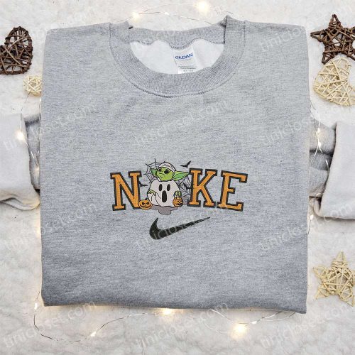 Nike x Baby Yoda Halloween Pumpkin Embroidered Shirt: Spooky Nike Inspired Halloween Shirt