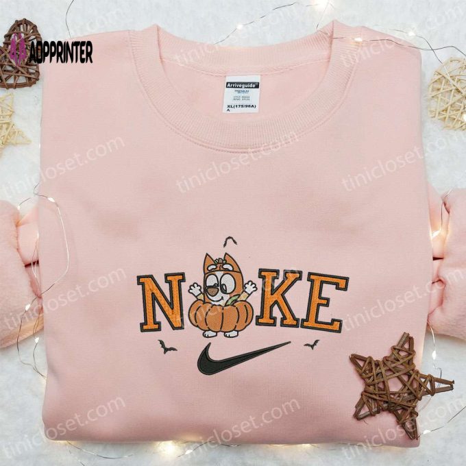 Spooky Halloween Nike x Bingo Heeler Embroidered Sweatshirt: Cute Pumpkin Hoodie & Shirt