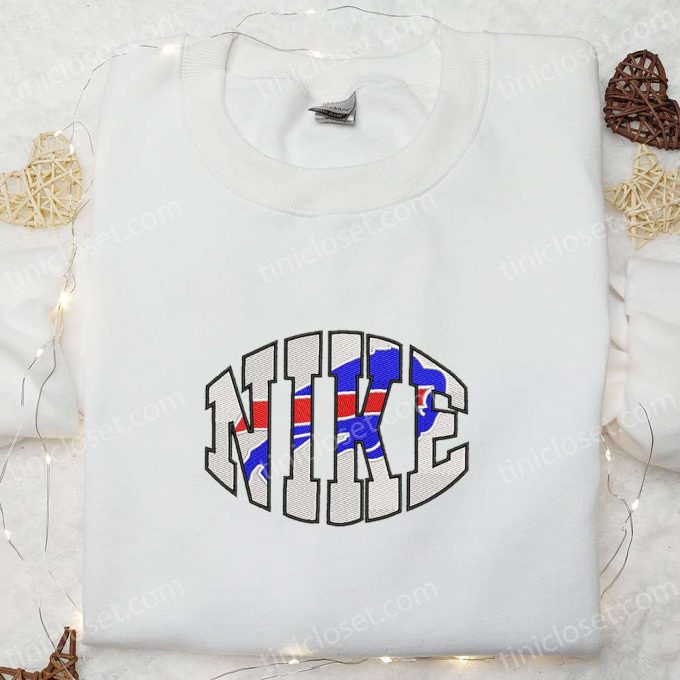 Nike x Buffalo Bills Embroidered Hoodie & NFL Sports T-Shirt: Nike Inspired Embroidery