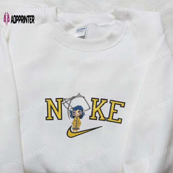 Nike x Button Eyes Witch Girl Coraline Embroidered Shirt – Unique Nike Inspired Gift for Family