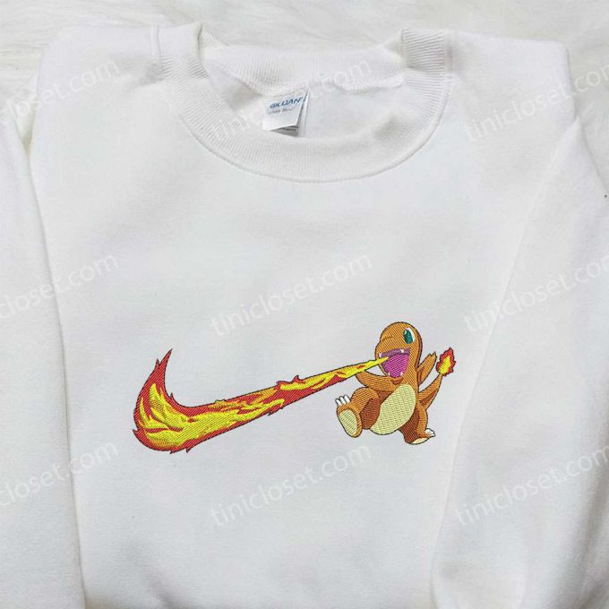 Custom Nike x Charmander Embroidered Shirt – Pokemon Design