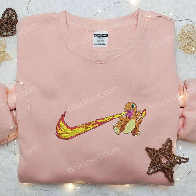 Custom Nike x Charmander Embroidered Shirt – Pokemon Design