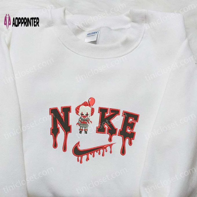 Nike x Chibi Pennywise Halloween Movie Embroidered Shirt – Spooky Nike Inspired T-shirt