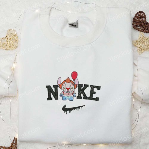 Nike x Chibi Pennywise Stitch Shirt & Disney Halloween Hoodie: Perfect Gifts for Halloween Lovers