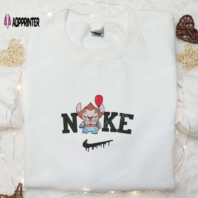 Nike x Chibi Pennywise Stitch Shirt & Disney Halloween Hoodie: Perfect Gifts for Halloween Lovers