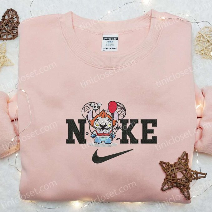 Nike x Chibi Pennywise Stitch Embroidered Shirt & Disney Halloween Hoodie: Perfect Gifts for Halloween Lovers