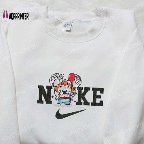 Spooky Nike x Pennywise Face Embroidered Shirt & Hoodie: Perfect Halloween Gifts!