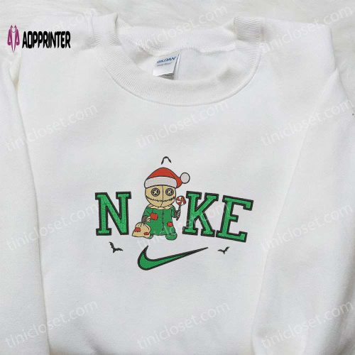 Nike x Christmas Hat Chibi Voodoo Doll Embroidered Hoodie: Spooky Halloween Sweatshirt Best Gifts for Family