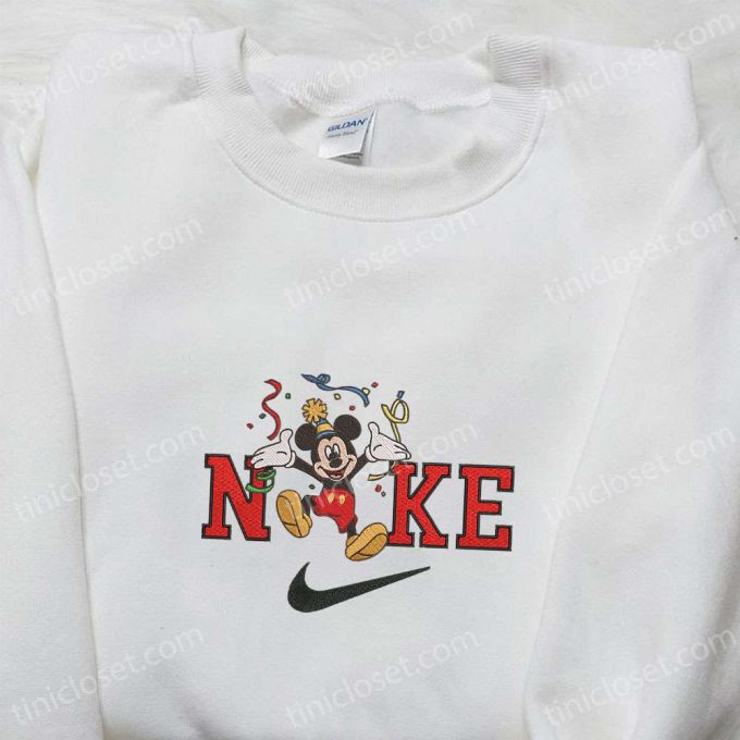 Nike x Christmas Mickey Embroidered Sweatshirt: Disney Characters Movie Merry Christmas Shirt Best Gift Idea