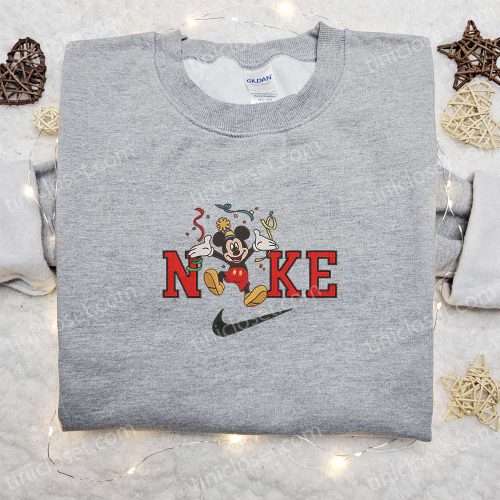 Nike x Christmas Mickey Embroidered Sweatshirt: Disney Characters Movie Merry Christmas Shirt Best Gift Idea