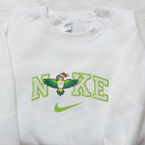 Nike x Christmas Parrot Embroidered Shirt – Unique Animal Embroidery Perfect Christmas Gifts for Family