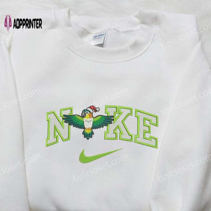 Nike x Christmas Parrot Embroidered Shirt – Unique Animal Embroidery Perfect Christmas Gifts for Family