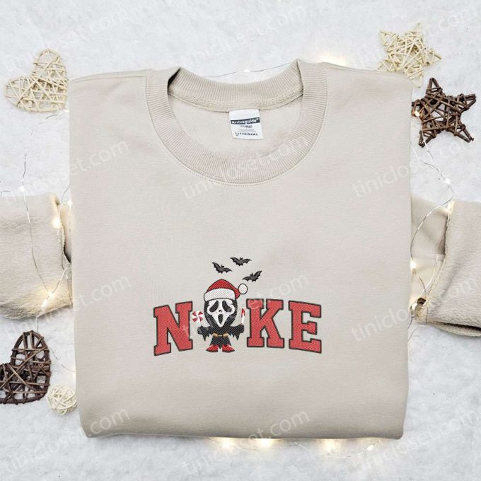 Nike x Christmas Scream Ghost Face Shirt: Best Family Gift – Nike Inspired Embroidered Shirt