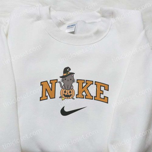 Nike x Cute Cat Pumpkin Halloween Hoodie Sweatshirt T-shirt: Spooky Embroidered Apparel