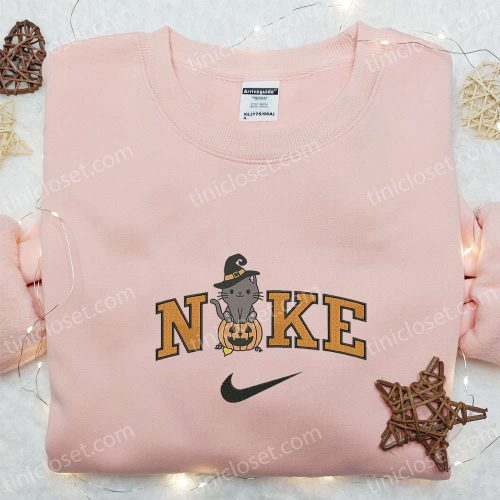 Nike x Cute Cat Pumpkin Halloween Hoodie Sweatshirt & T-Shirt: Embroidered Spirit Halloween Apparel