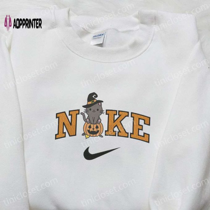 Nike x Cute Cat Pumpkin Halloween Hoodie Sweatshirt & T-Shirt: Embroidered Spirit Halloween Apparel