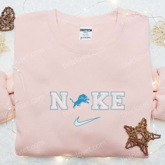 Nike x Detroit Lions Logo Embroidered Shirt: Authentic NFL Sports Apparel with Nike Inspiration