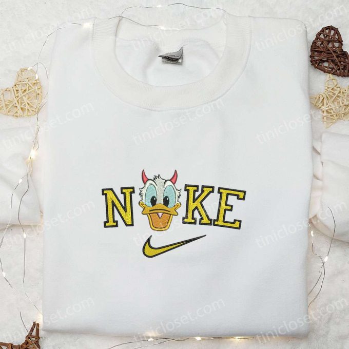 Nike x Devil Donald Duck Embroidered Sweatshirt – Disney Halloween Hoodie Adorable Shirt