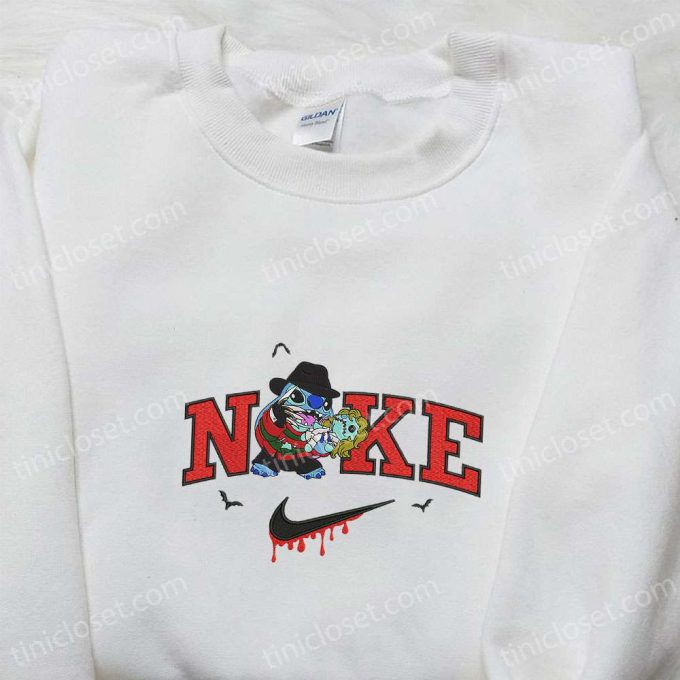 Nike x Freddy Stitch Doll & Nightmare on Elm Street Characters Embroidered Shirt: Perfect Family Gift