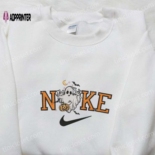 Nike x Funny Ghost Embroidered Shirt: Spooky Halloween Inspired Tee