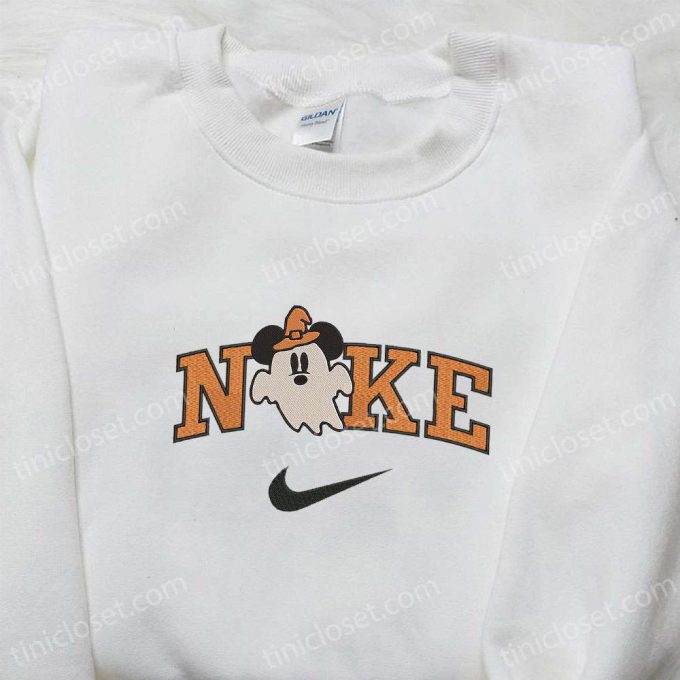 Nike x Ghost Mickey Mouse Embroidered Shirt: Disney Halloween Inspired Tee